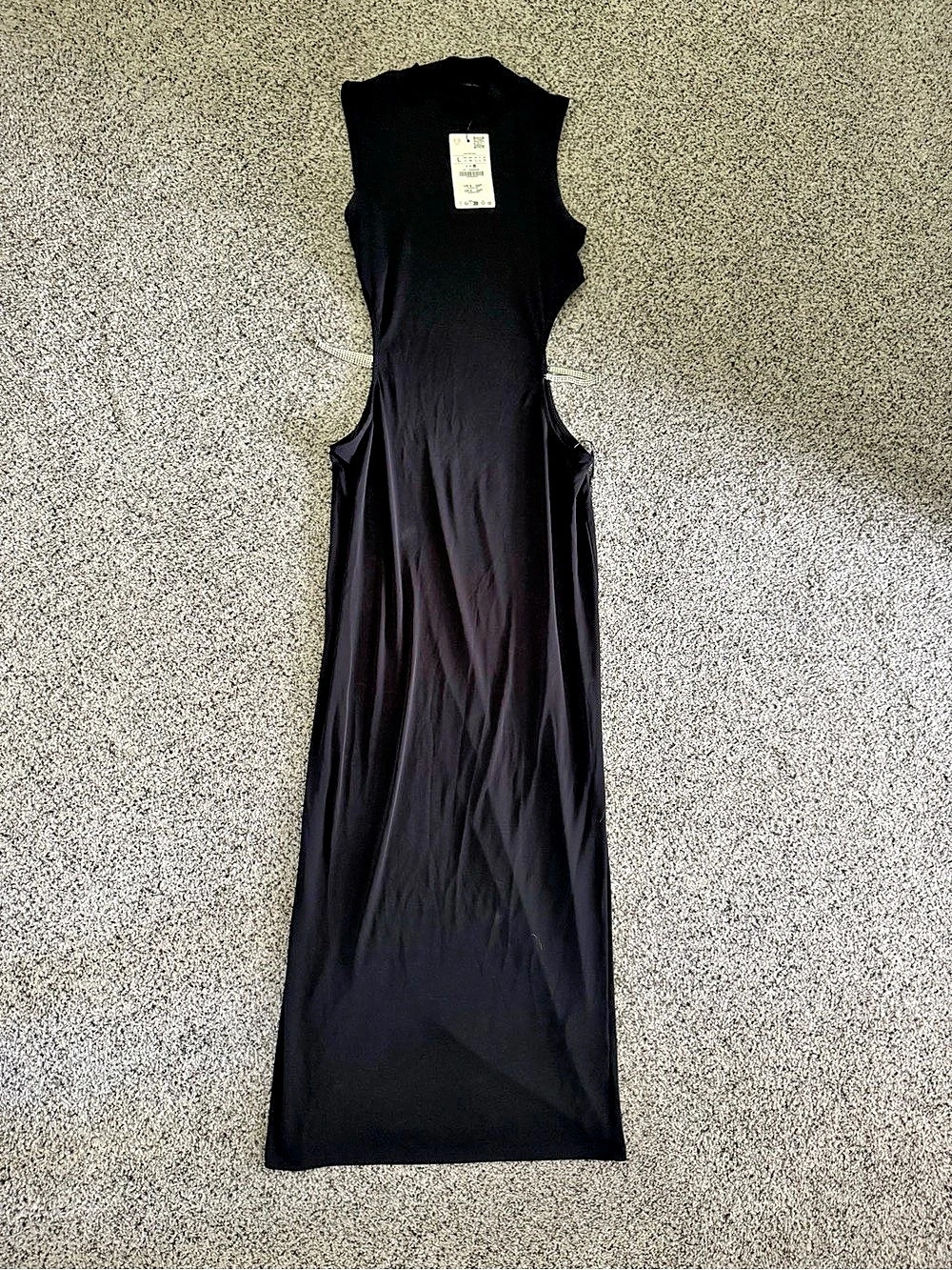 ZARA Rhinestone Cutout Midi Dress Black Maxi Dress Size Large